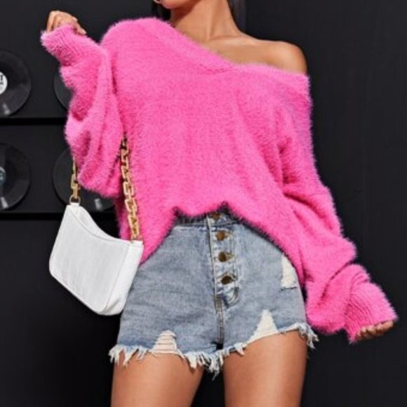 MODA ME COUTURE Sweaters - BOHO DOLLZ Barbie Pink So Soft Oversized Sweater
